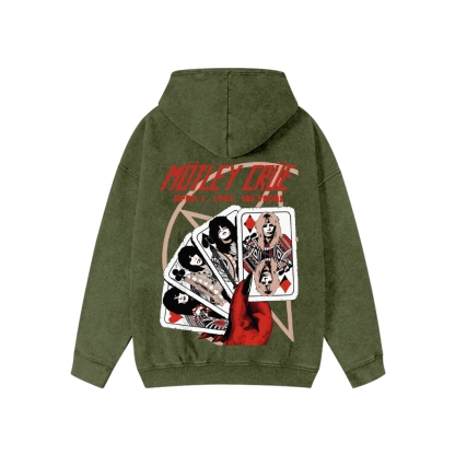 Unisex Motley CrueWashed Cotton Zipper Hooded Sweatshirt