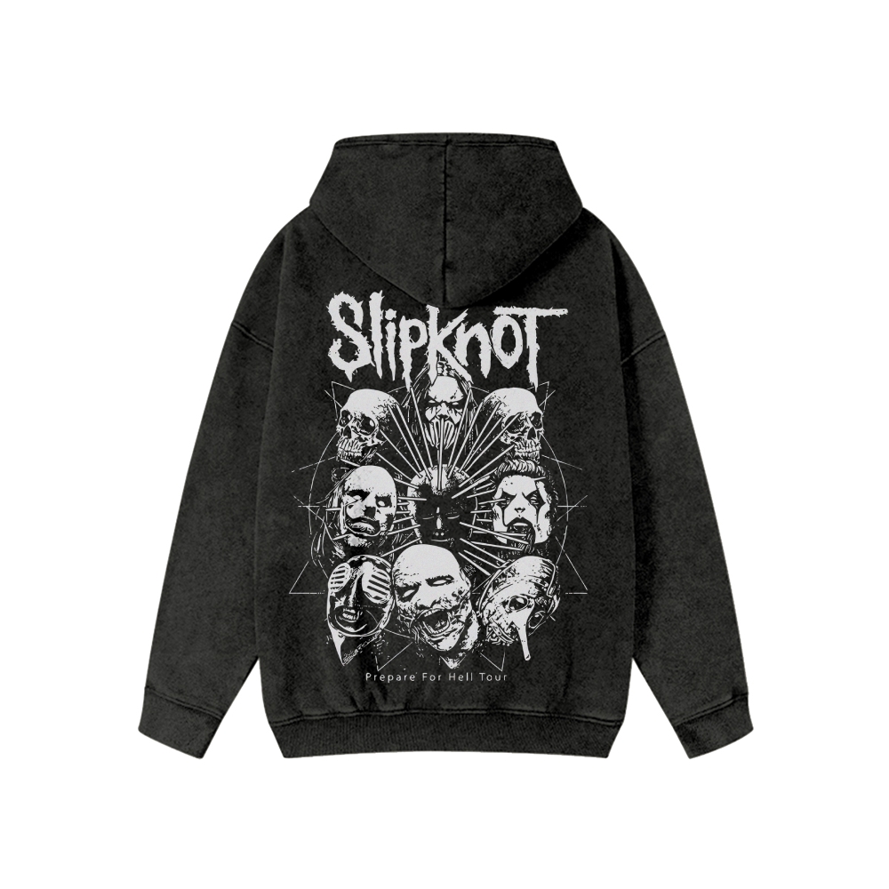 Unisex SlipKnot Washed Cotton Zipper Hooded Sweatshirt