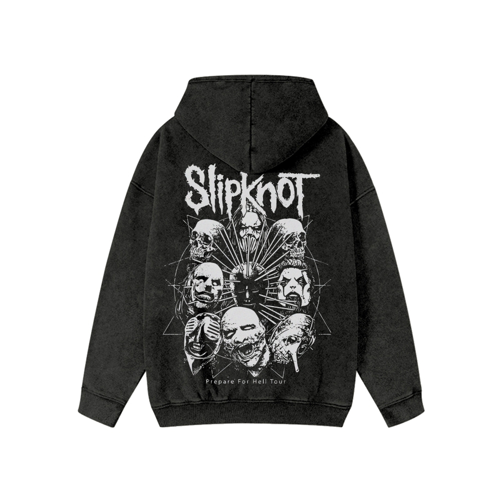 Unisex SlipKnot Washed Cotton Zipper Hooded Sweatshirt