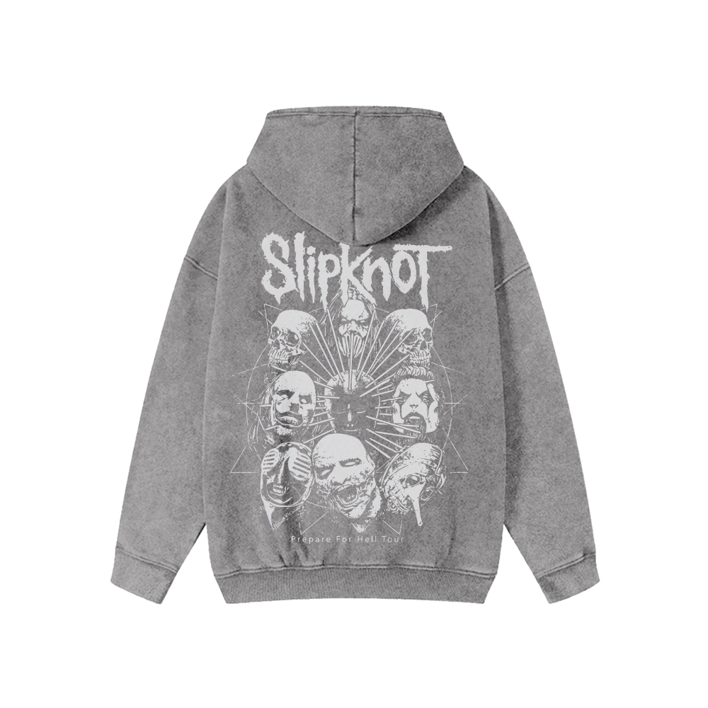 Unisex SlipKnot Washed Cotton Zipper Hooded Sweatshirt