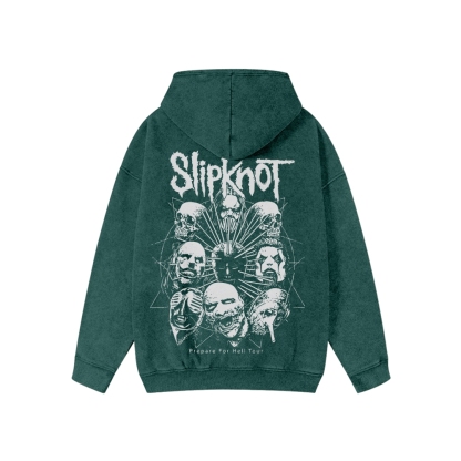 Unisex SlipKnot Washed Cotton Zipper Hooded Sweatshirt