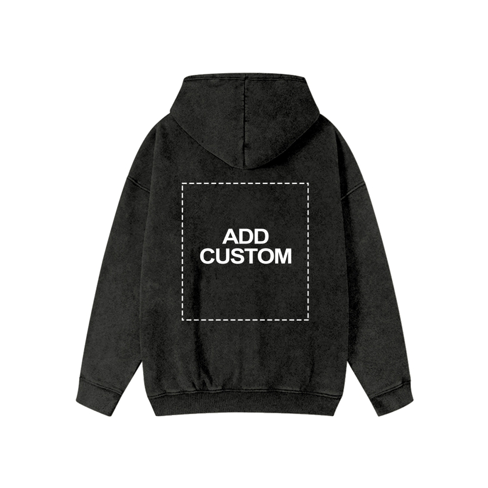 Customized Unisex Washed Cotton Zipper Hooded Sweatshirt