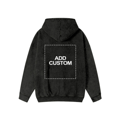 Customized Unisex Washed Cotton Zipper Hooded Sweatshirt