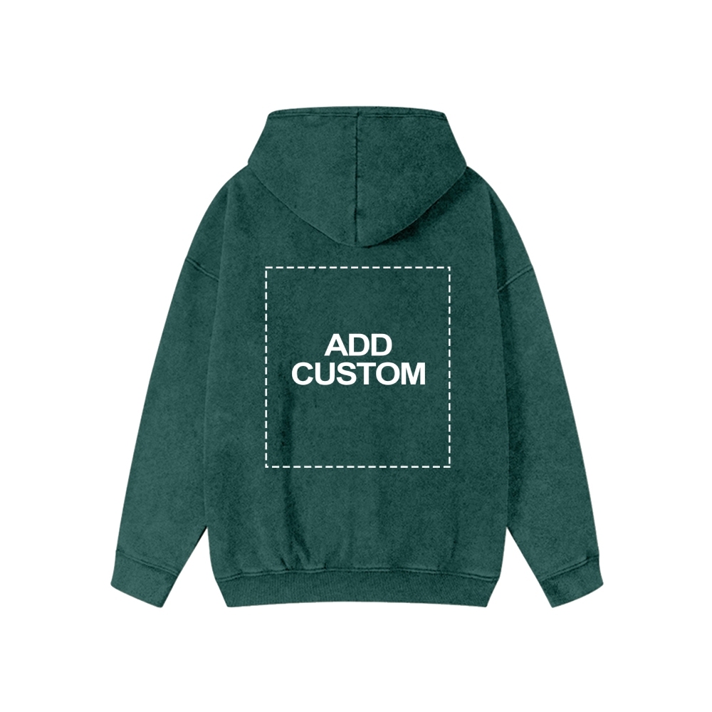 Customized Unisex Washed Cotton Zipper Hooded Sweatshirt
