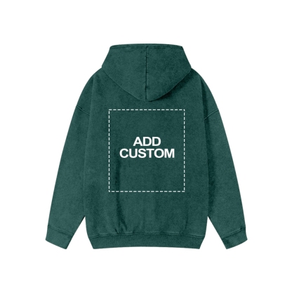 Customized Unisex Washed Cotton Zipper Hooded Sweatshirt