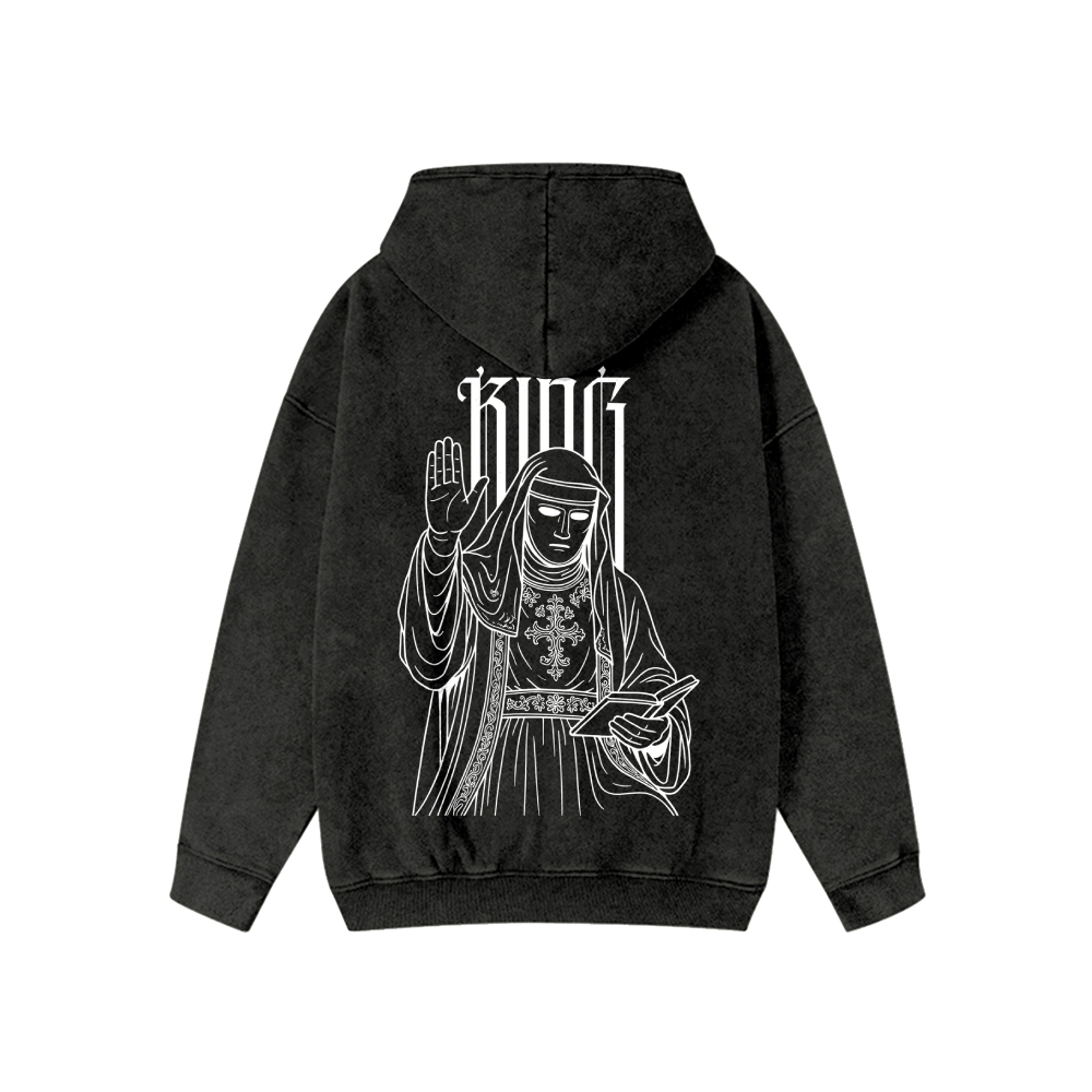 King Baldwin IV Unisex Washed Cotton Zipper Hooded Sweatshirt