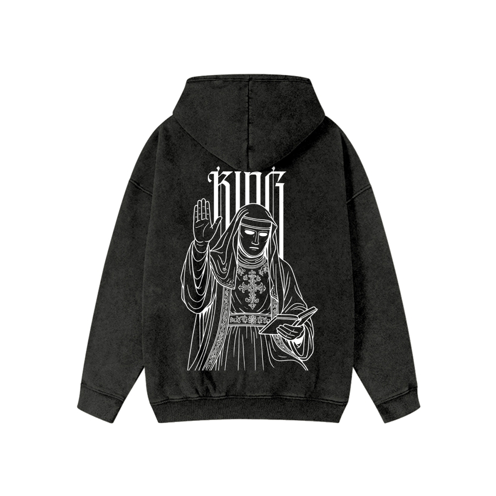 King Baldwin IV Unisex Washed Cotton Zipper Hooded Sweatshirt