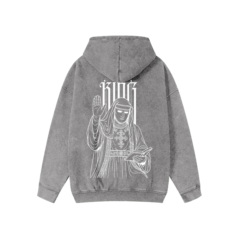 King Baldwin IV Unisex Washed Cotton Zipper Hooded Sweatshirt