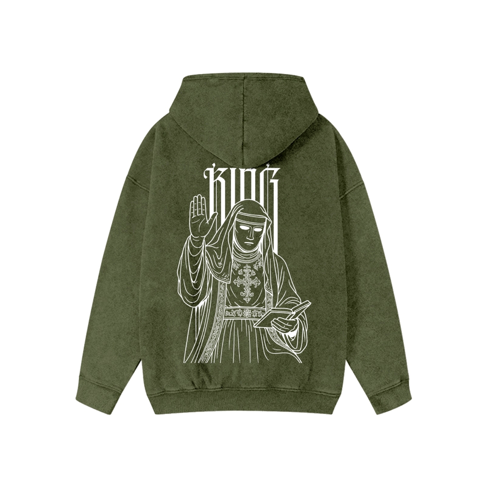 King Baldwin IV Unisex Washed Cotton Zipper Hooded Sweatshirt