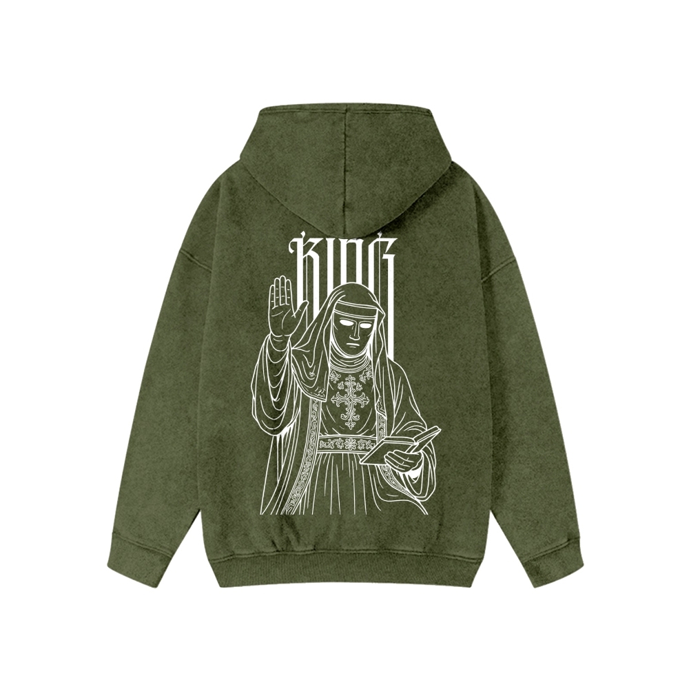 King Baldwin IV Unisex Washed Cotton Zipper Hooded Sweatshirt