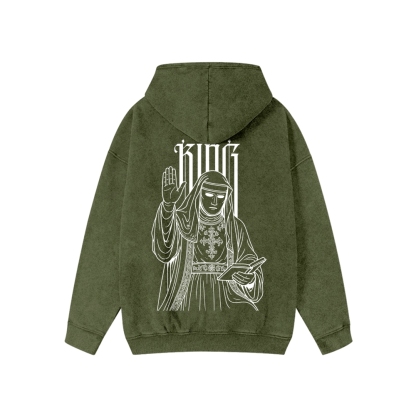 King Baldwin IV Unisex Washed Cotton Zipper Hooded Sweatshirt