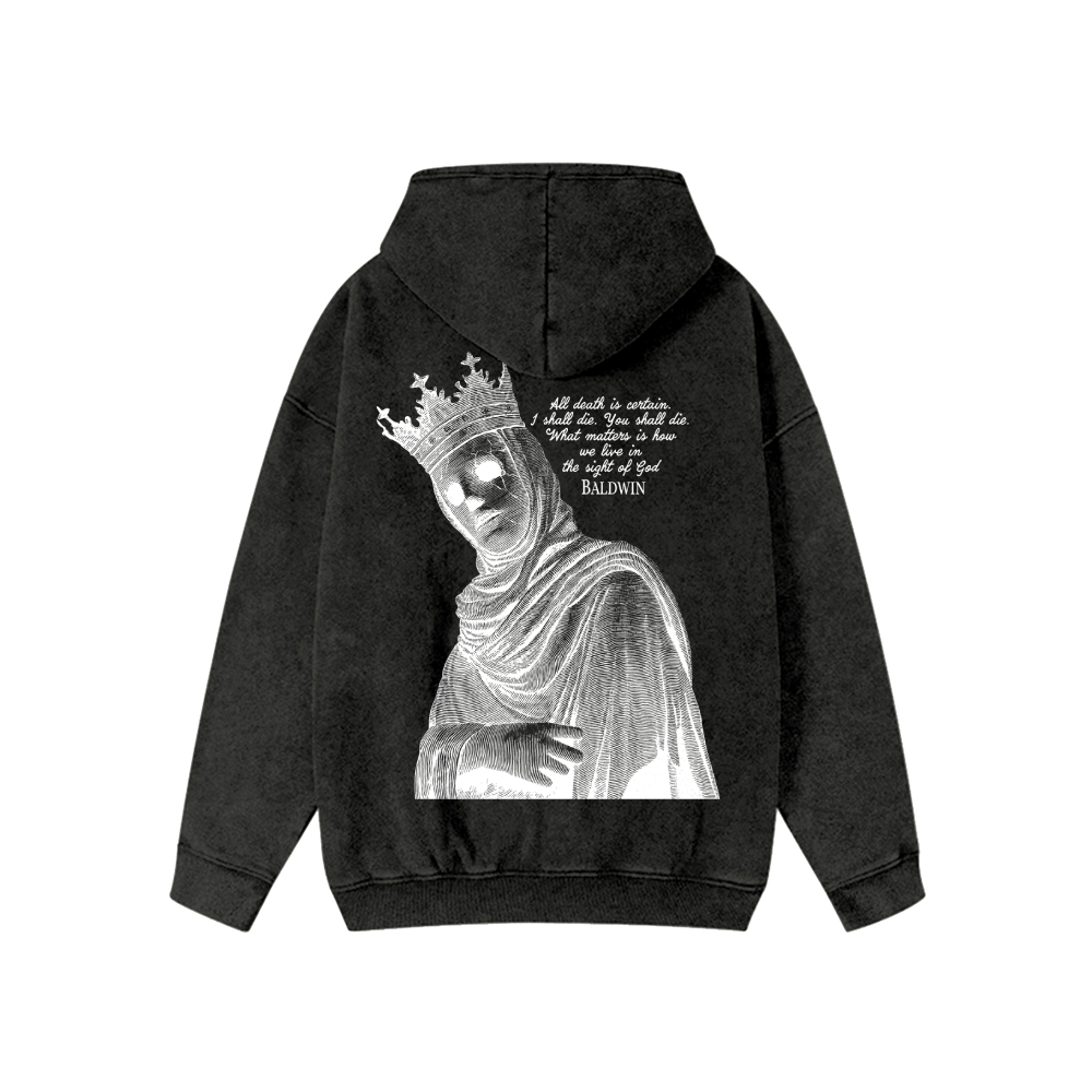 King Baldwin Unisex Washed Cotton Zipper Hooded Sweatshirt