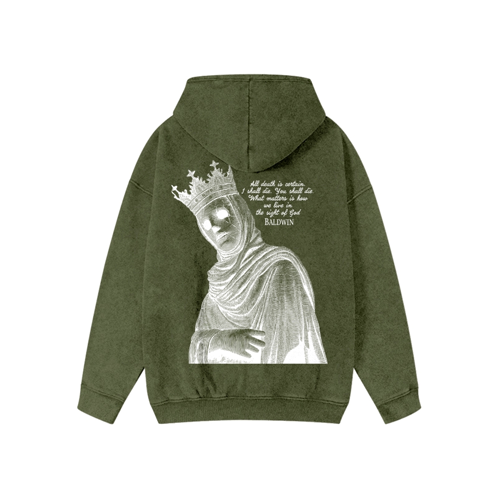 King Baldwin Unisex Washed Cotton Zipper Hooded Sweatshirt