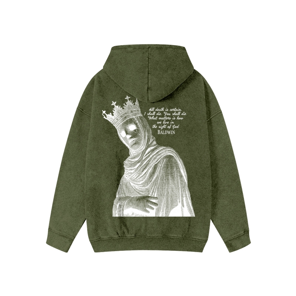 King Baldwin Unisex Washed Cotton Zipper Hooded Sweatshirt