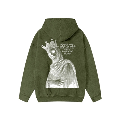 King Baldwin Unisex Washed Cotton Zipper Hooded Sweatshirt