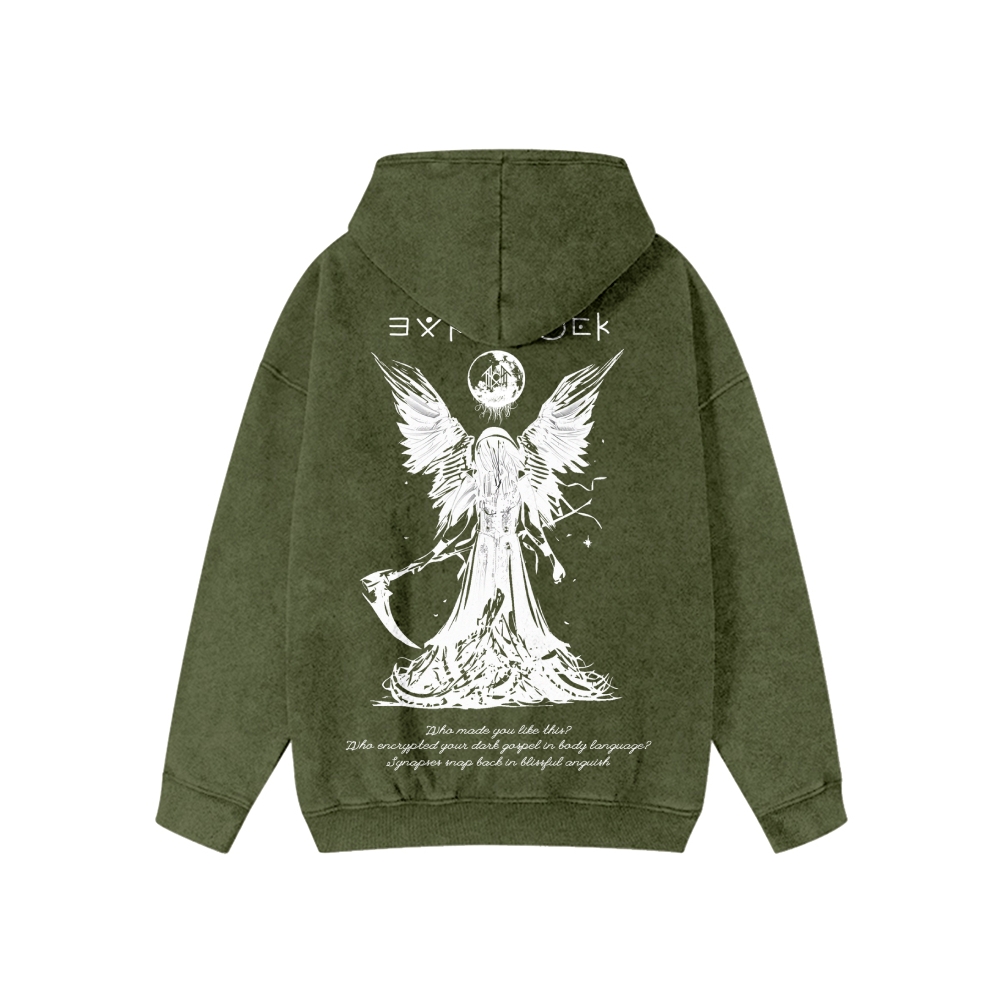 Unisex Vintage Band Washed Cotton Zipper Hooded Sweatshirt
