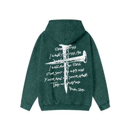 Unisex Faith In The Cross Washed Cotton Zipper Hooded Sweatshirt