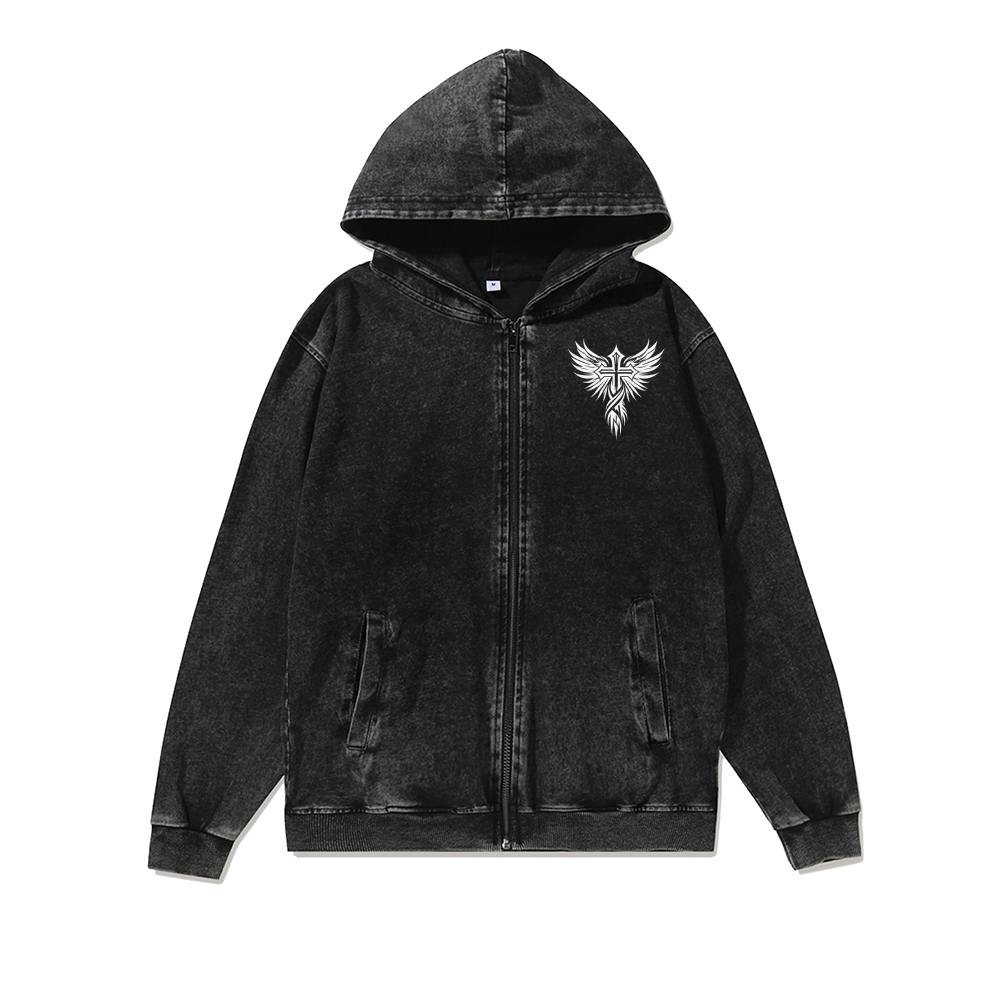 Unisex No Weapon Forged Against You Will Prevail Washed Cotton Zipper Hooded Sweatshirt