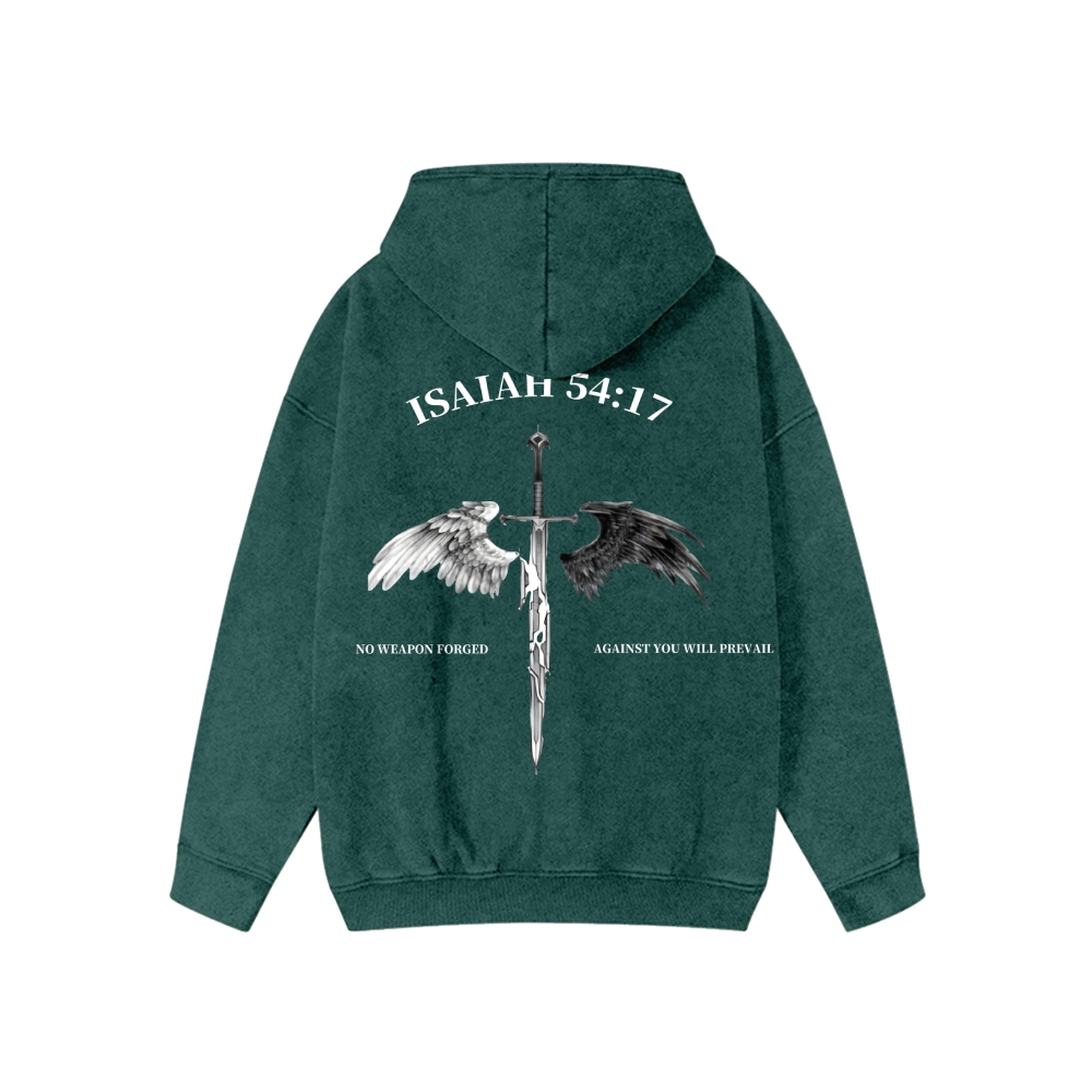 Unisex No Weapon Forged Against You Will Prevail Washed Cotton Zipper Hooded Sweatshirt