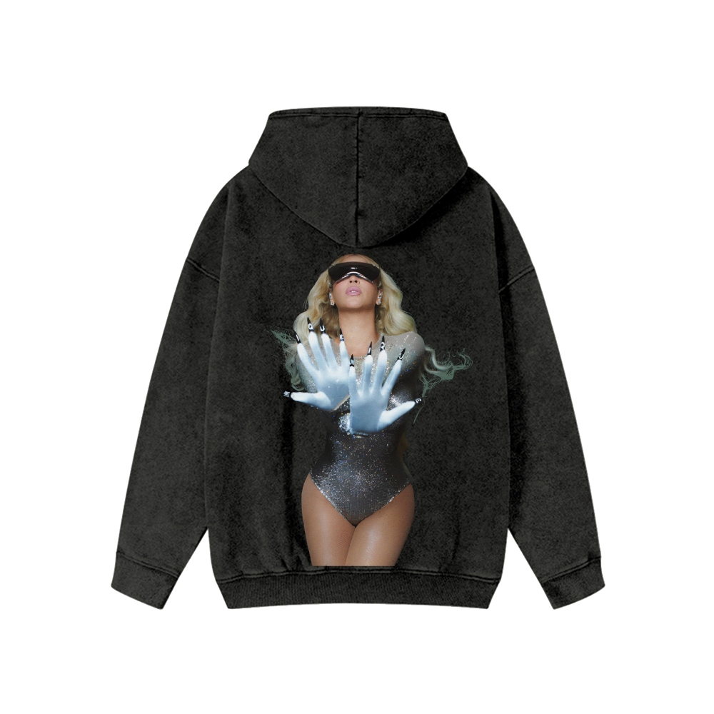 Unisex Beyonce Washed Cotton Zipper Hooded Sweatshirt