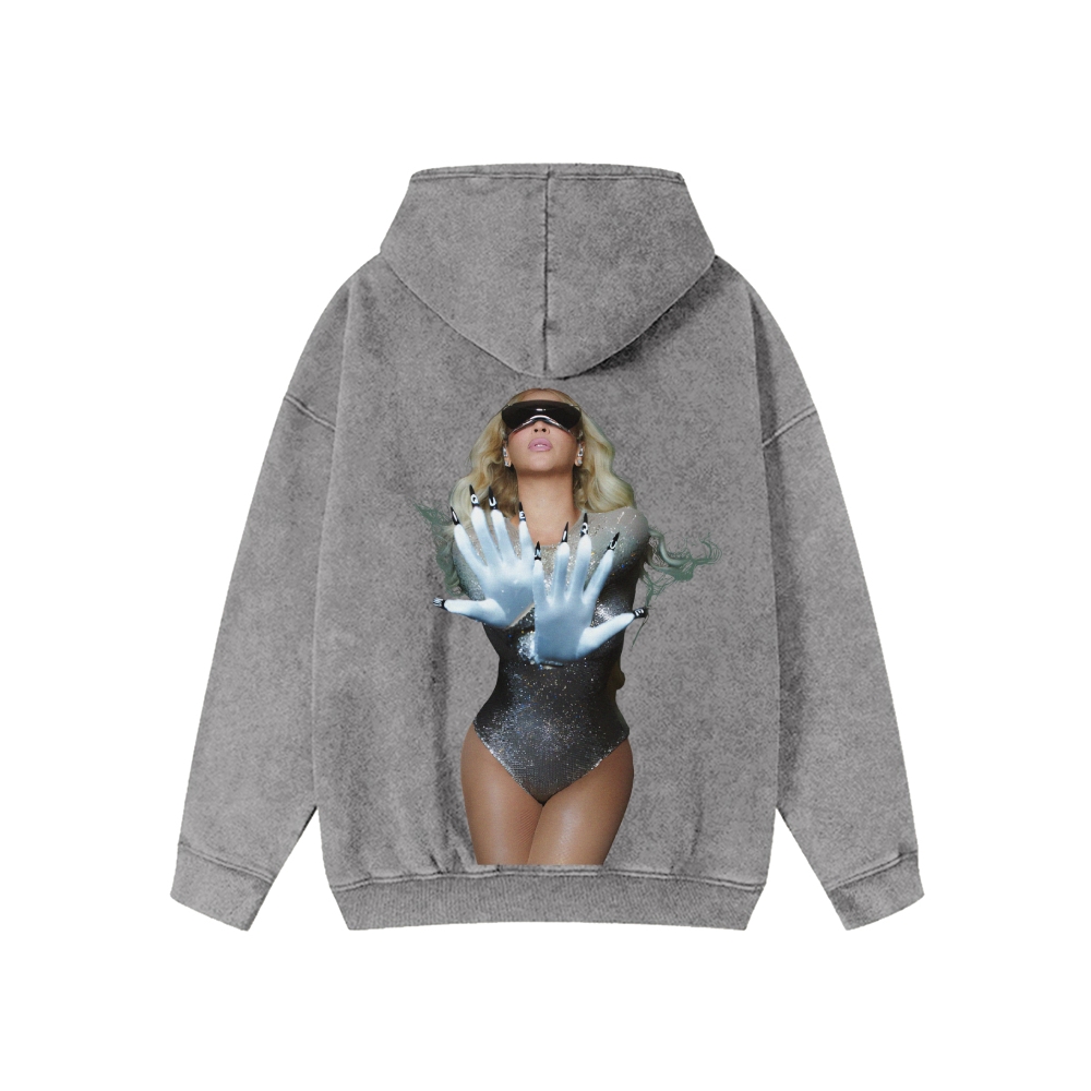 Unisex Beyonce Washed Cotton Zipper Hooded Sweatshirt