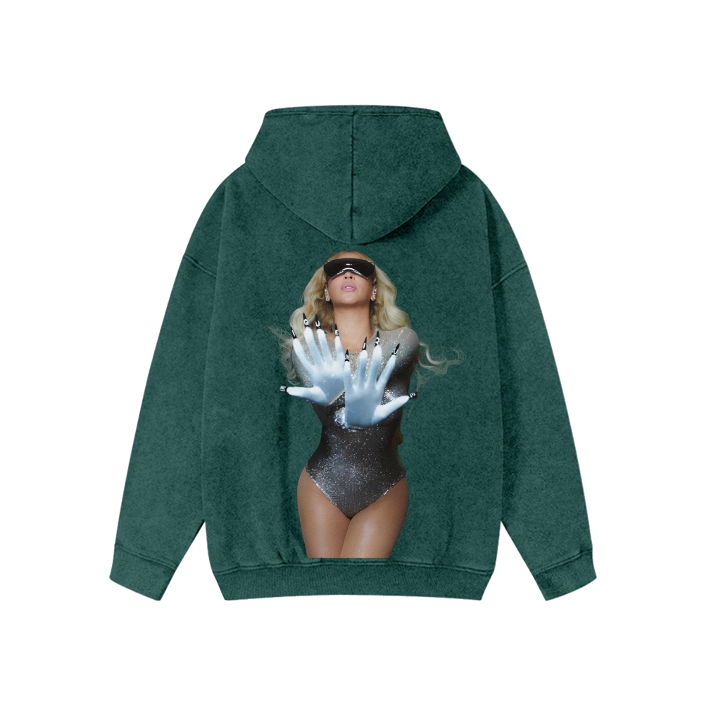 Unisex Beyonce Washed Cotton Zipper Hooded Sweatshirt