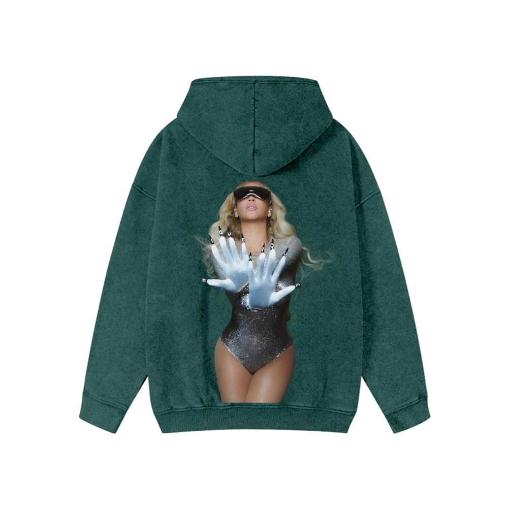 Unisex Beyonce Washed Cotton Zipper Hooded Sweatshirt