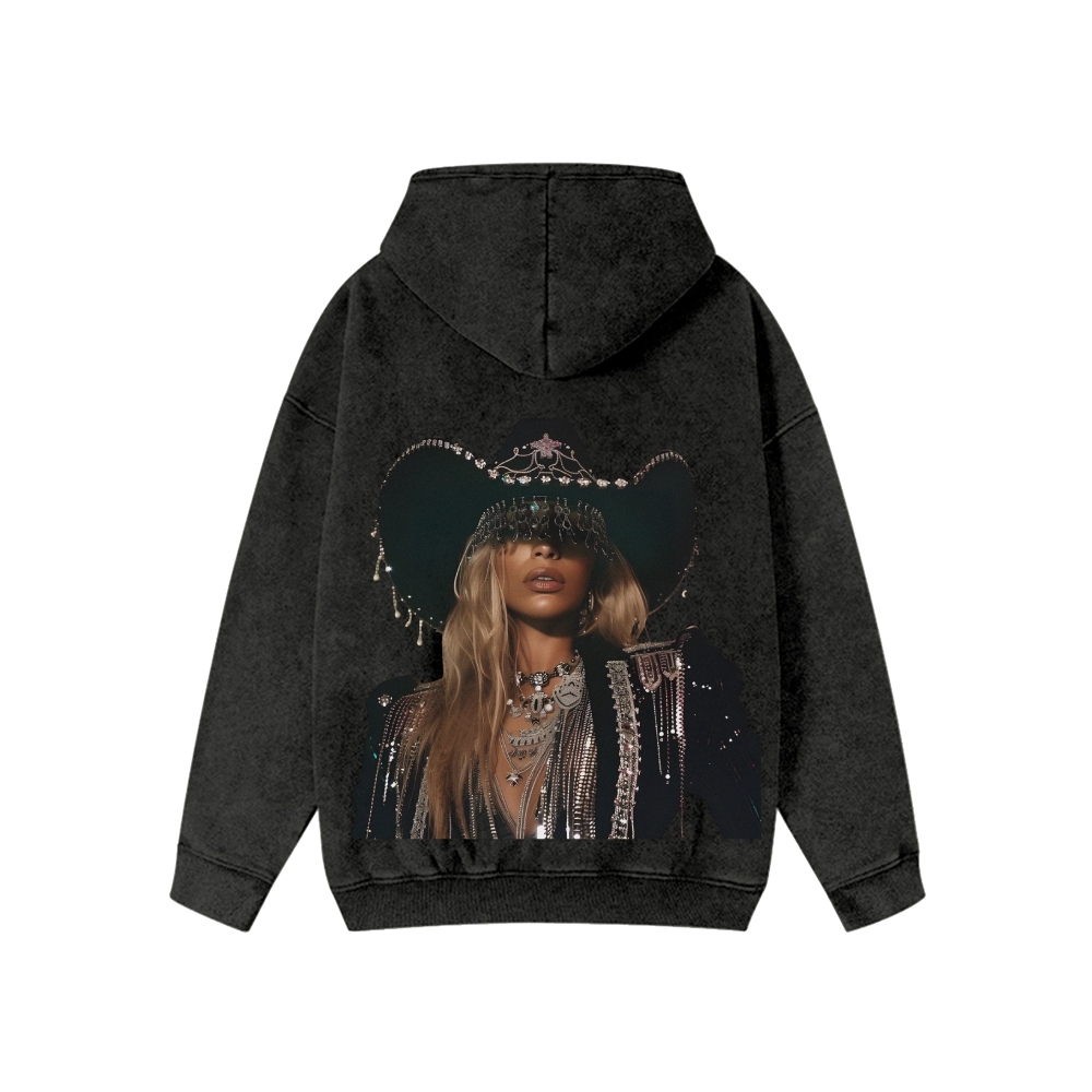 Unisex Beyonce Washed Cotton Zipper Hooded Sweatshirt