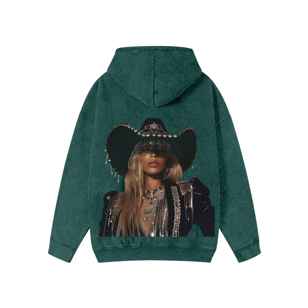 Unisex Beyonce Washed Cotton Zipper Hooded Sweatshirt