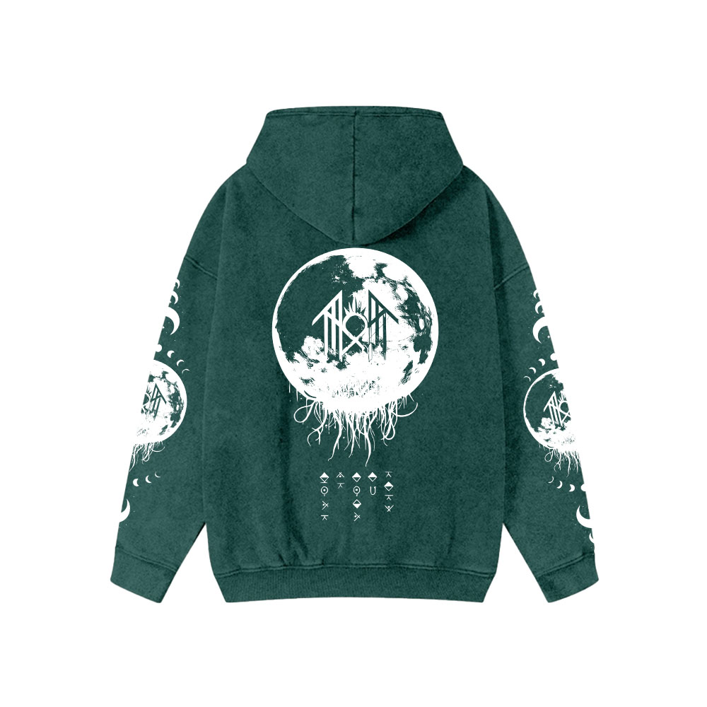 Unisex Vintage Band Washed Cotton Zipper Hooded Sweatshirt