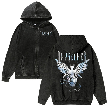 Unisex Dayseeker  Washed Cotton Zipper Hooded Sweatshirt