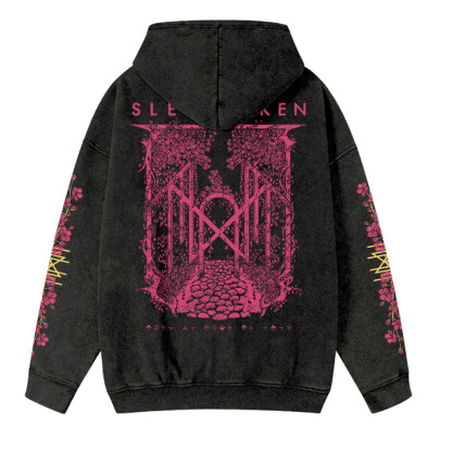 Unisex Vintage Band Washed Cotton Zipper Hooded Sweatshirt