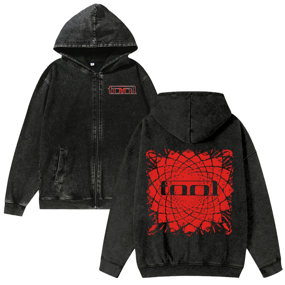 Unisex Tool Washed Cotton Zipper Hooded Hoodie