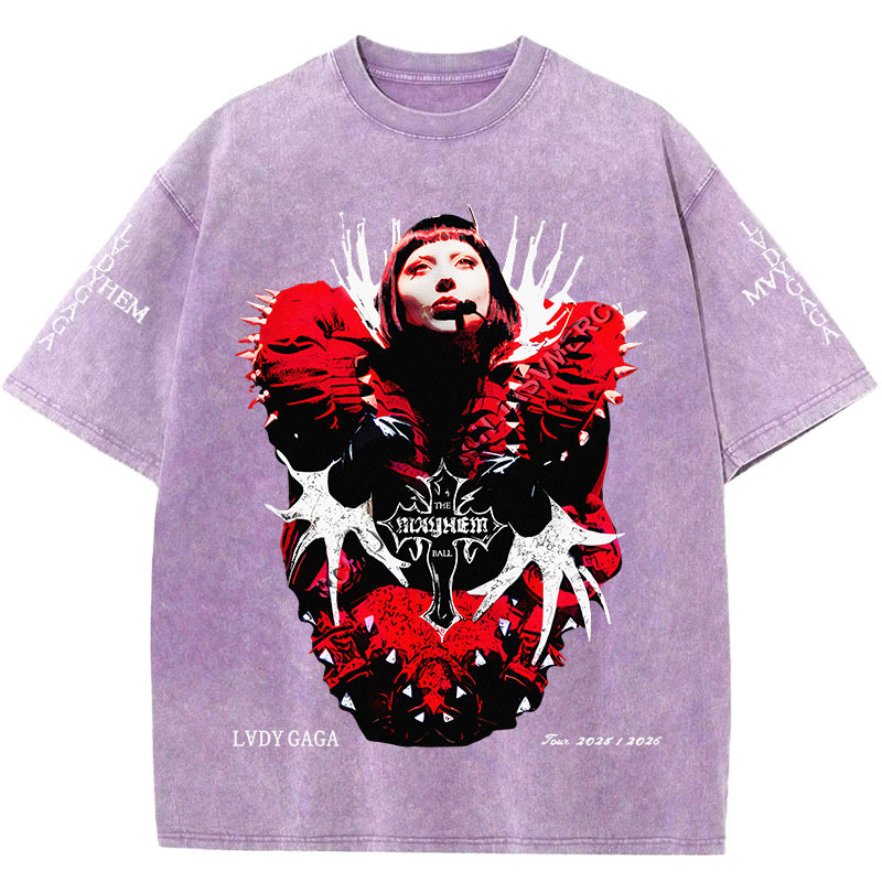 Musician Print Washed Short-Sleeved T-Shirt