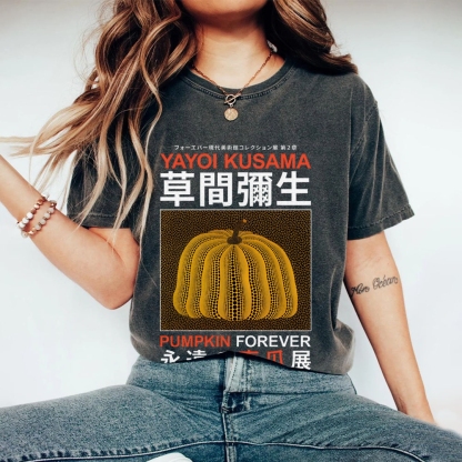 Pumpkin Pattern Washed Vintage Short Sleeves T-Shirt