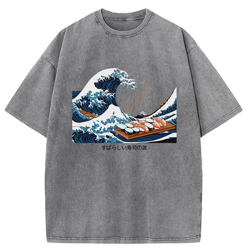 Amazing Sushi Waves Washed Vintage T-Shirt