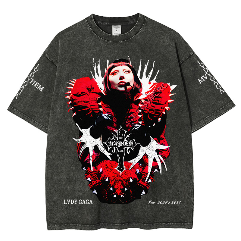 Musician Print Washed Short-Sleeved T-Shirt