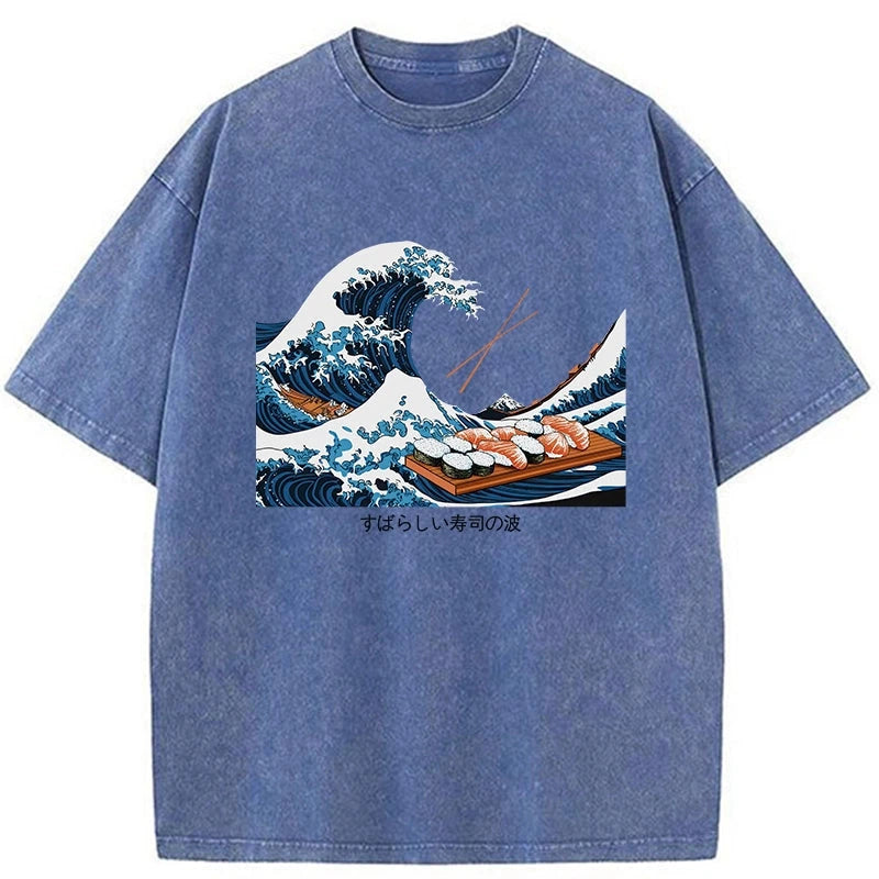 Amazing Sushi Waves Washed Vintage T-Shirt