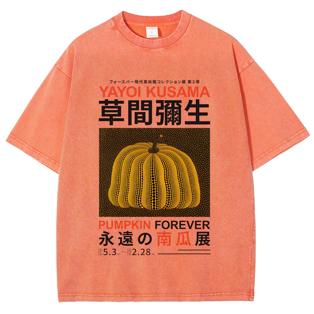 Pumpkin Pattern Washed Vintage Short Sleeves T-Shirt