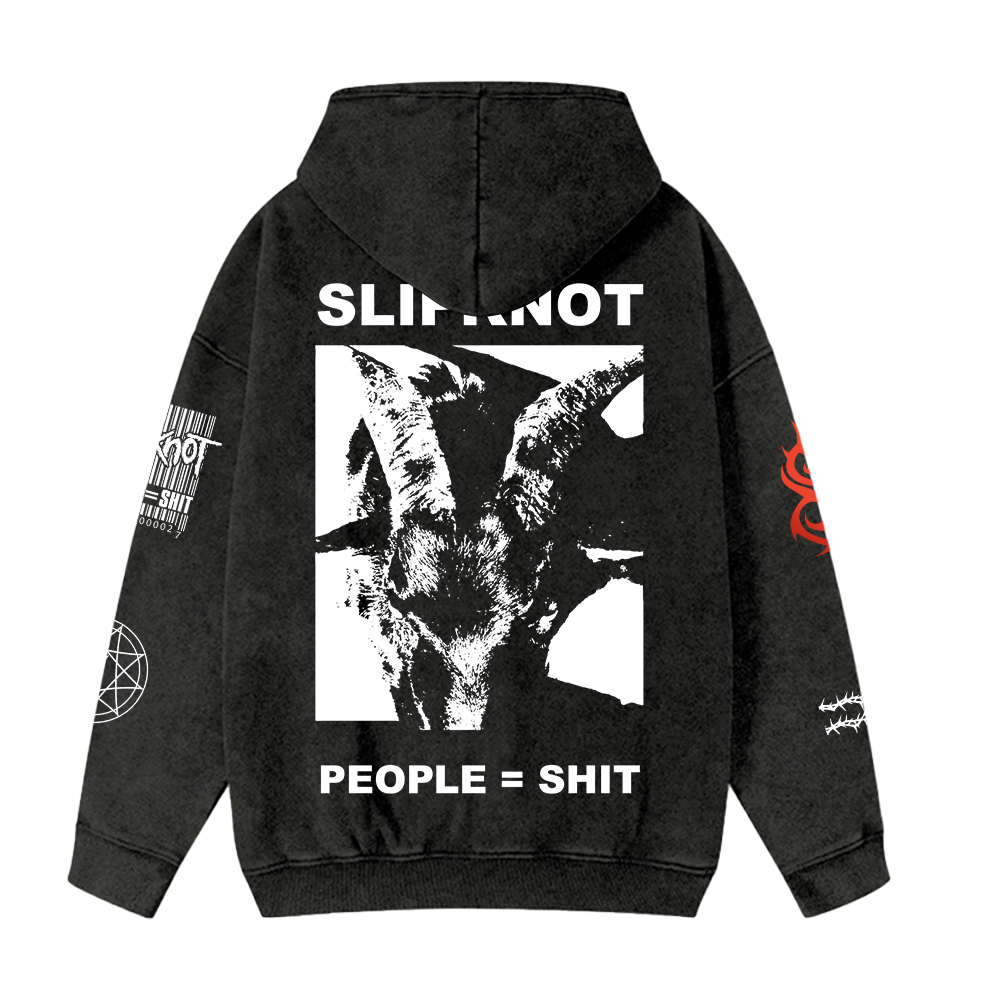 Unisex Vintage SlipKnot Band Washed Cotton Zipper Hooded Sweatshirt