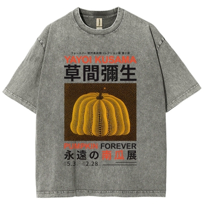 Pumpkin Pattern Washed Vintage Short Sleeves T-Shirt
