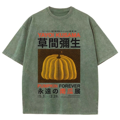 Pumpkin Pattern Washed Vintage Short Sleeves T-Shirt