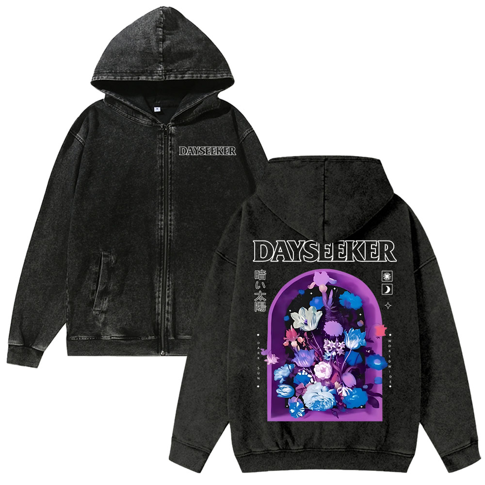 Unisex Dayseeker  Washed Cotton Zipper Hooded Sweatshirt