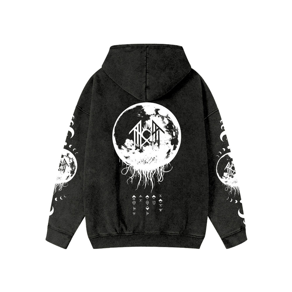 Unisex Vintage Band Washed Cotton Zipper Hooded Sweatshirt