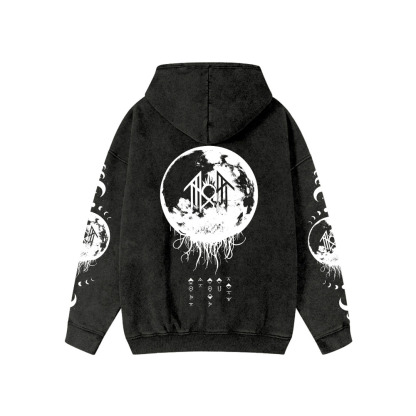 Unisex Vintage Band Washed Cotton Zipper Hooded Sweatshirt