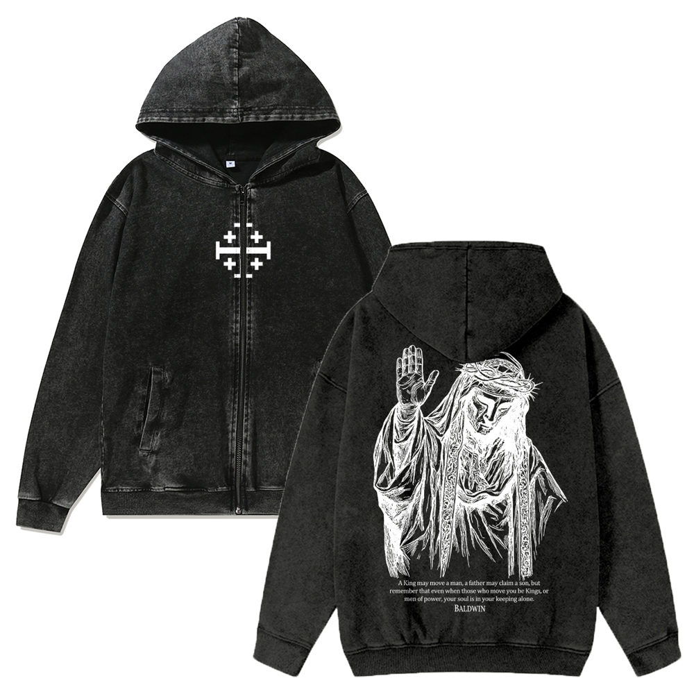 Mask King Unisex Washed Cotton Zipper Hooded Sweatshirt