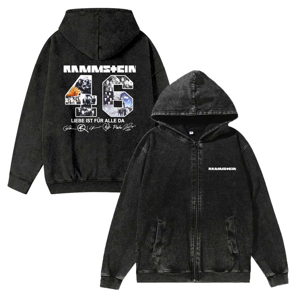 Band R Vintage Unisex Washed Cotton Zipper Hooded Sweatshirt