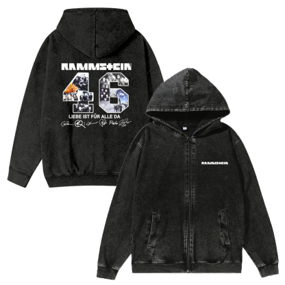 Band R Vintage Unisex Washed Cotton Zipper Hooded Sweatshirt