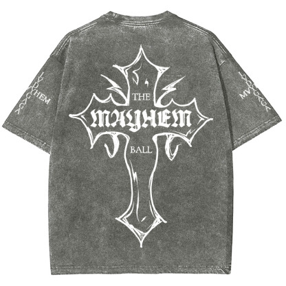 Musician Print Washed Short-Sleeved T-Shirt