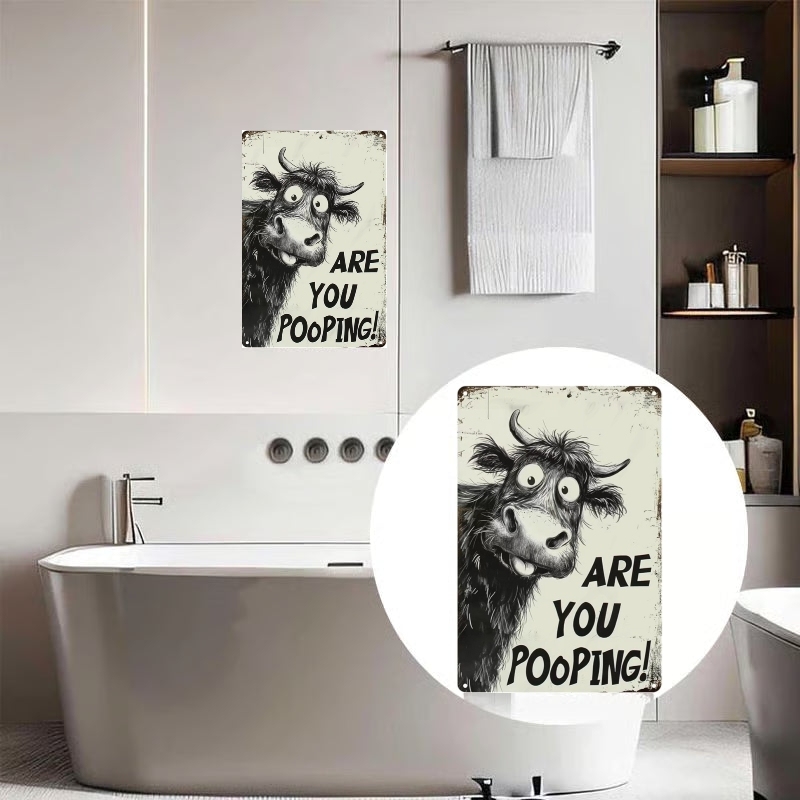 😂Funny"Are You Pooping?" Wall Decor –Vintage Highland Cow Sign